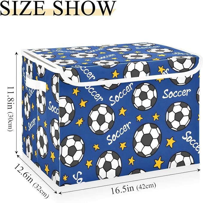 Ball Star Storage Bins with Lids Closet Bedroom 40L Storage Basket | Decorative Storage Boxes, Foldable & Stackable, Dust-Proof Flip Top, Reinforced Handles, For Home & Dorm, Clothes & Toy Box
