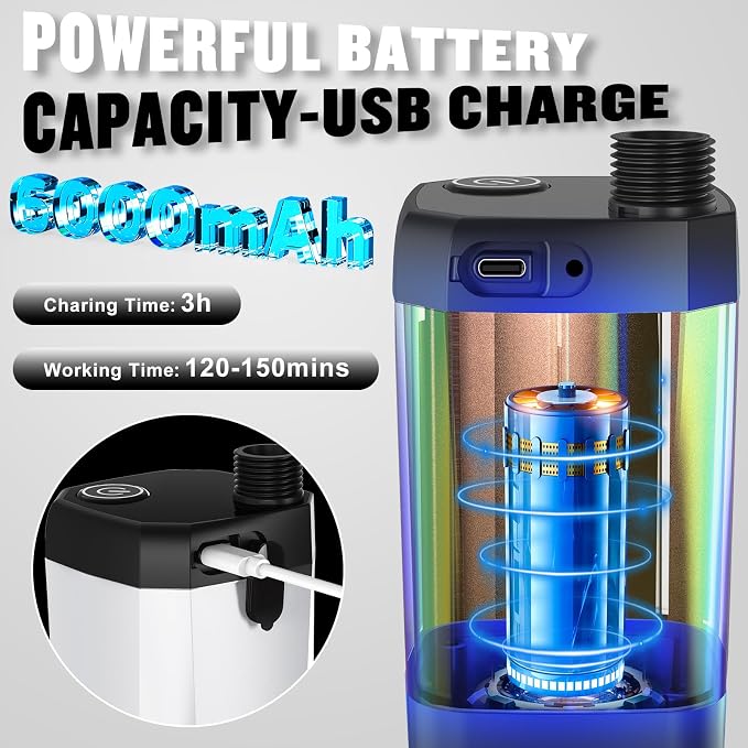 Portable Shower for Camping, [Long-Lasting] 6000mAh Rechargeable | Camping Shower with Intelligent LED Display, 4 Spray Modes, IPX7 Waterproof Outdoor Camp Pump for Hiking, Travel, Car, Pet