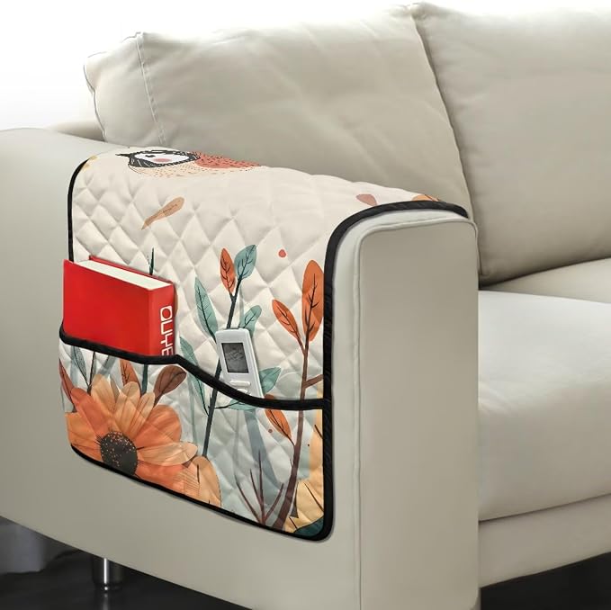 Sofa Arm Covers Stretch Armrest Covers Washable Couch Arm Cover Stains Resistant Recliner Armchair Cover Anti-Slip Armrest Slipcovers Furniture Protector Bird