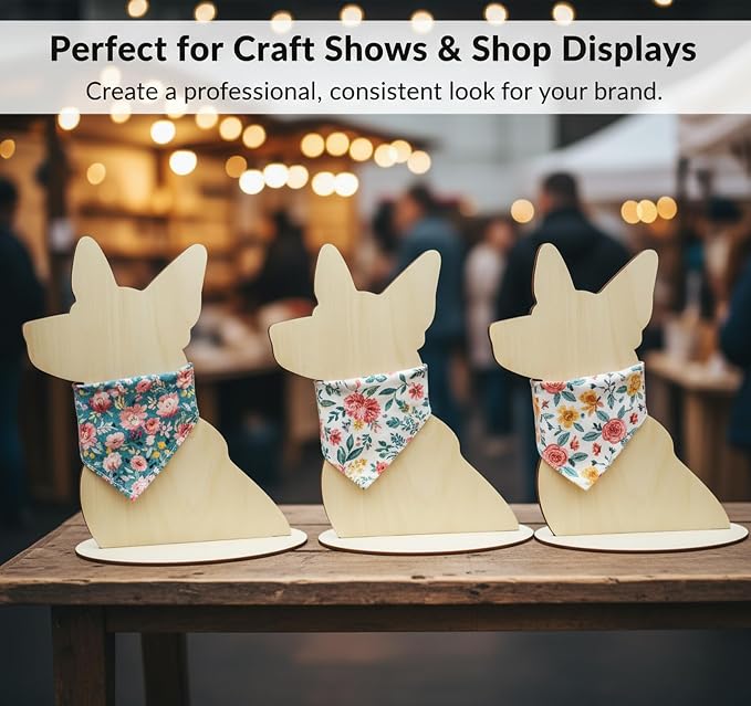 3-Pack Wooden Dog Mannequin for Clothes - Uniform Size Dog Mannequin Display Stand for Pet Apparel, Retail Store Showcase, and Photography Props (Natural Wood Finish)