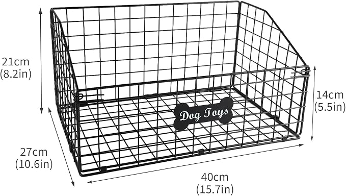 Geyecete 2 Pack Toy box for dogs large Dog Toy organizer Pet wire folding basket DOG TOY container dog toy box-Chew-Proof Dog Food Toy Storage-Black
