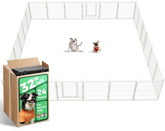 FXW Rollick Dog Playpen, Indoor, Yard & RV Camping, 32" H, 24 Panels | Easy setup, Heavy-duty, DIY layouts, for Small & Medium Dogs, Patented