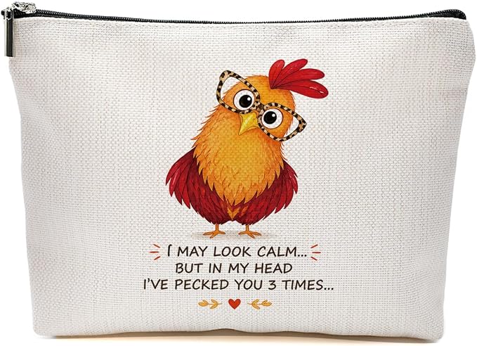 Funny Chicken Makeup Bag, Chickens Gifts Cosmetic Bag, Travel Toiletry Bags | Chicken Lovers Gifts Makeup Pouch for Women Girls Friends Sisters Wife Christmas Friendship Graduation Birthday Gifts