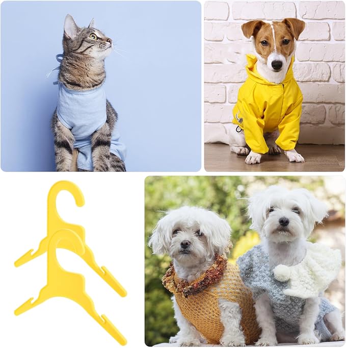 10pcs Anti-skid Plastic Pet Clothing Hanger Small Yellow for Clothes | Lightweight Portable Rack, Not Easy to Deform, for Organizing and Hanging Pet Clothing Outdoors