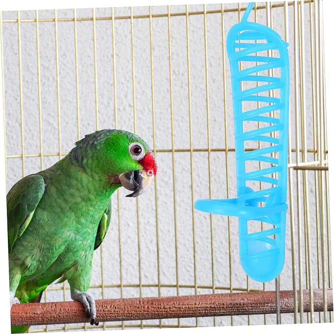 Parrot Feeding Rack Hanging Fruits Device with Safety Lock Stand Design for Parrots and Other Birds Easy Installation Blue