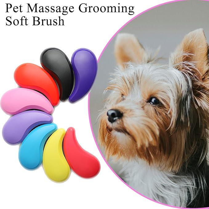 Small Dog Brush, Soft Pet Grooming Brush for Shih Tzus, Yorkies, Maltipoos, Maltese, Puppy Massaging Hair Brush, Cat Brush, for Small Animals Rabbits of All Hair Types (Purple)