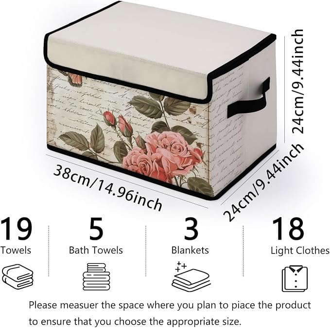 Stackable Storage Bins with Lids,Closet Organizers Fabric Box for Home and Office,Blanket Clothes Organizers,Under Bed Storage Containers 3 Pack