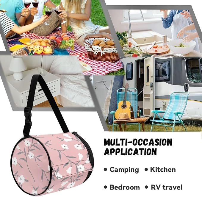 Floral Hanging Paper Towel Roll Holder with Adjustable Strap Water Resistant Toilet Tissue Roll Dispenser Farmhouse Handy Toilet Paper Cover Storage Holder