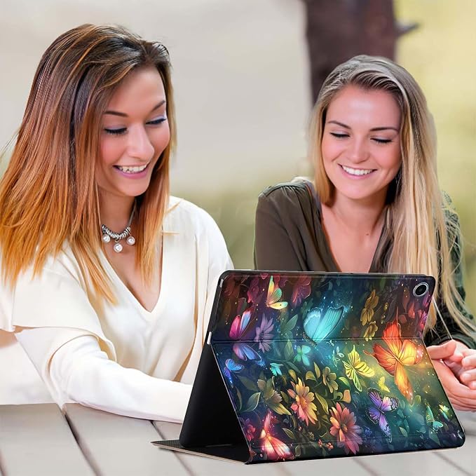 for Samsung Galaxy Tab S5e Case 2019 10.5”Model SM-T720/T725,Premium Leather Folio Stand Auto Wake/Sleep,Multiple Viewing Stand,Colorful Butterflies Flowers