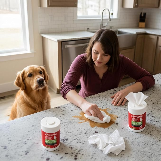 2 Pack Dog Cat Stain Cleaning Wipes 120 Count Pet Odor Eliminating Wipes Litter Box Remover Scented Cleaner for Pet Messes Urine Feces