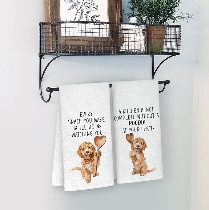 Goldendoodle Dog Kitchen Towels Set of 2,Dog Mom Gifts for Women, Goldendoodle Gifts Hand Towels, Gift for Golden Doodle Lovers Dish Towels Dishcloths Tea Towels for Kitchen, 16x24 Inch