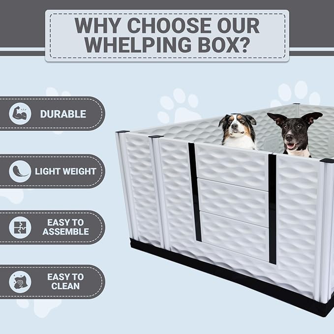 EZclassic 48x76x28 in Whelping Box for Breeders, Durable Dog Pen | Extra-large 48x76x28 breeder whelping box with tall walls, durable customizable panels, portable design, and easy cleaning