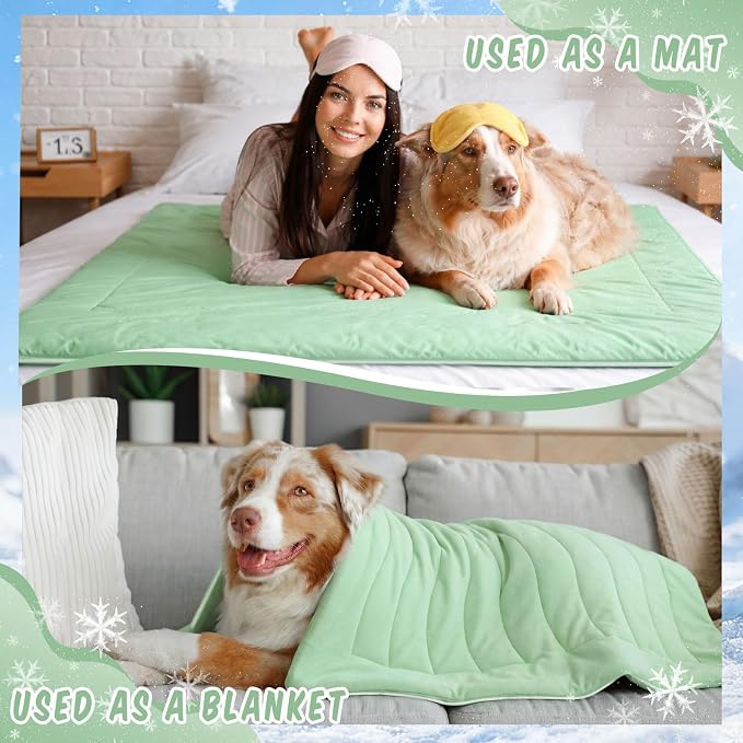 SmoothNovelty 2 Pack Cooling Blankets for Large Dog, 39 x 47 Inch Cooling Dog Mat with Storage Bag, Breathable Summer Cold Pet Blanket Lightweight Washable Pet Throw for Hot Weather Sofa Bed