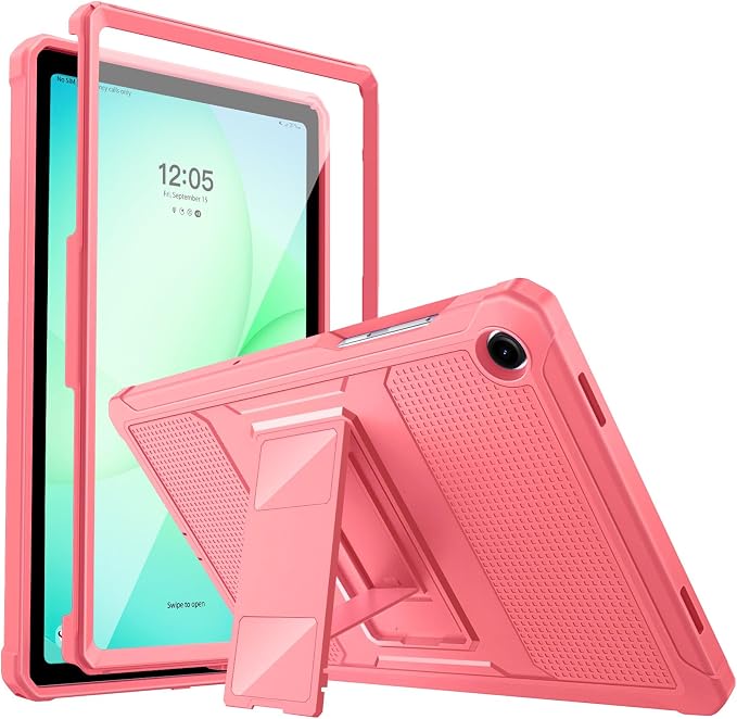 MoKo Shockproof Case Fit Samsung Galaxy Tab A11+ Plus/ A9+ 11 Inch | Full Body Rugged Stand Back Cover with Built-in Screen Protector for Galaxy Tab A11+/ A9+ Tablet, Watermelon Red