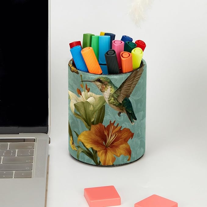 Hummingbird Pen Holder, Pencil Cup Marker Brush Holder Desk Storage Case, Desktop Organizer for School Office Home Supplies