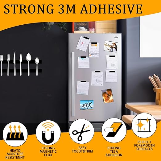 Magnetic Tape with Adhesive, 0.5in x 20ft- Magnet Strips for DIY Crafts & Fridge Organization