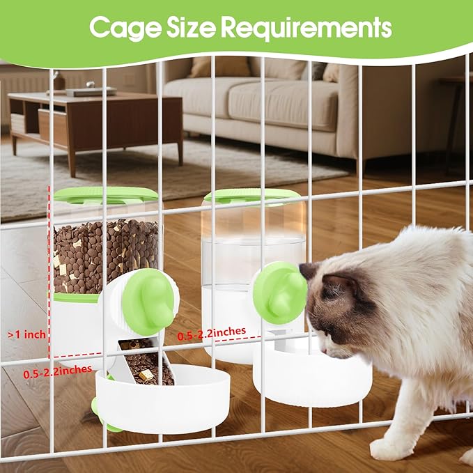 Rabbit Water Dispenser 35oz, Hanging Automatic Pet Feeder for Cage, Auto Gravity Cat Food Bowl Water Bottle Small Animal Feeding Accessories for Puppy Kitten Bunny Hedgehog Ferret Guinea Pig (Green)