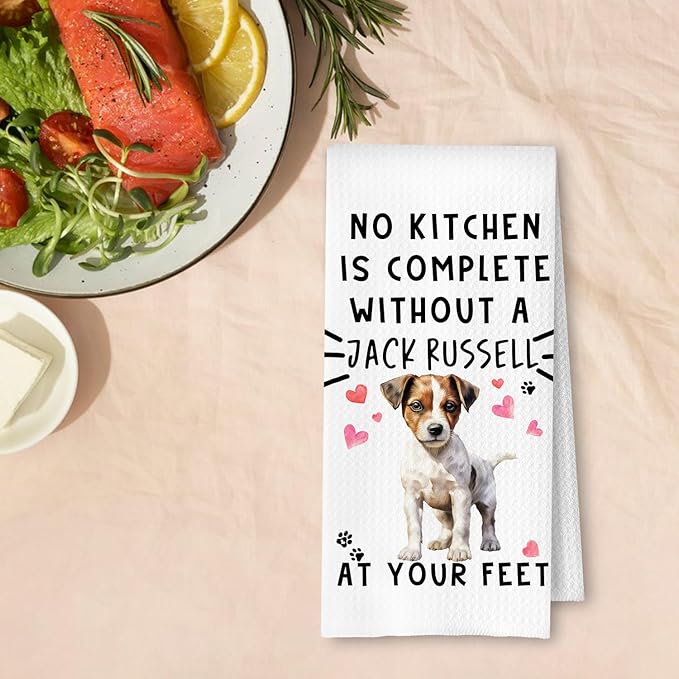 Jack Russell Funny Dog Kitchen Towels - A Kitchen is Not Complete Without A Jack Russell Waffle Weave Hand Towels for Bathroom for Home,Dog Lovers Gift,16×24 Inch