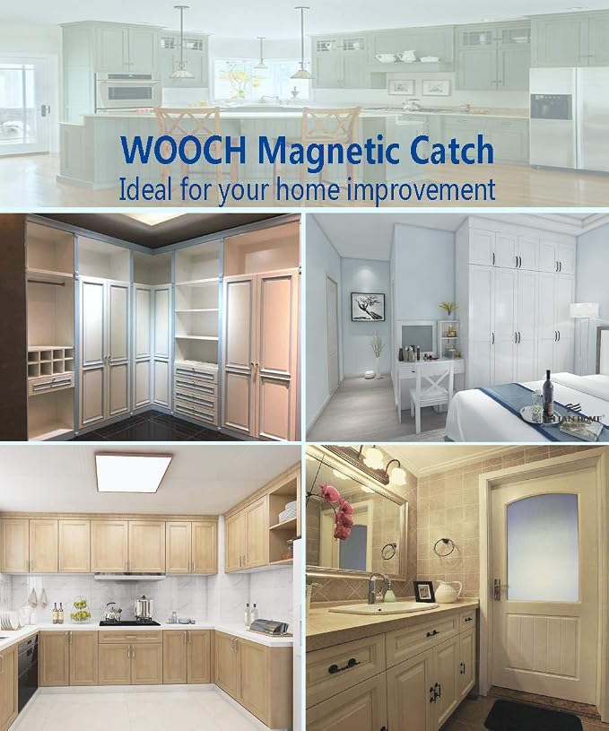WOOCH Magnetic Door Catch - 30lb High Magnetic Stainless Steel Heavy Duty Catch for Kitchen Bathroom Cupboard Wardrobe Closet Closures Cabinet Door Drawer Latch (2.1 in Silver, 6-Pack)