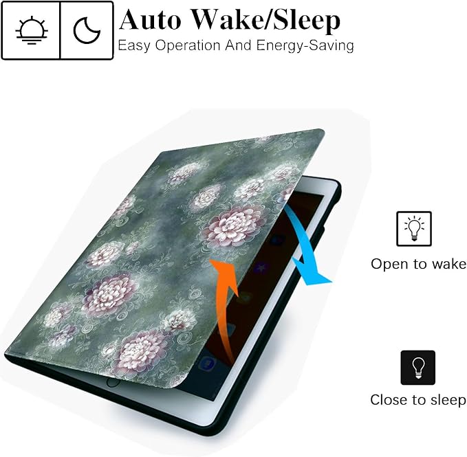 for Microsoft Surface Pro 11/10/9-13" 2024/2022 Tablet Case,Auto Wake/Sleep,Adjustable Stand Protective Cover - Vintage Peony Pattern