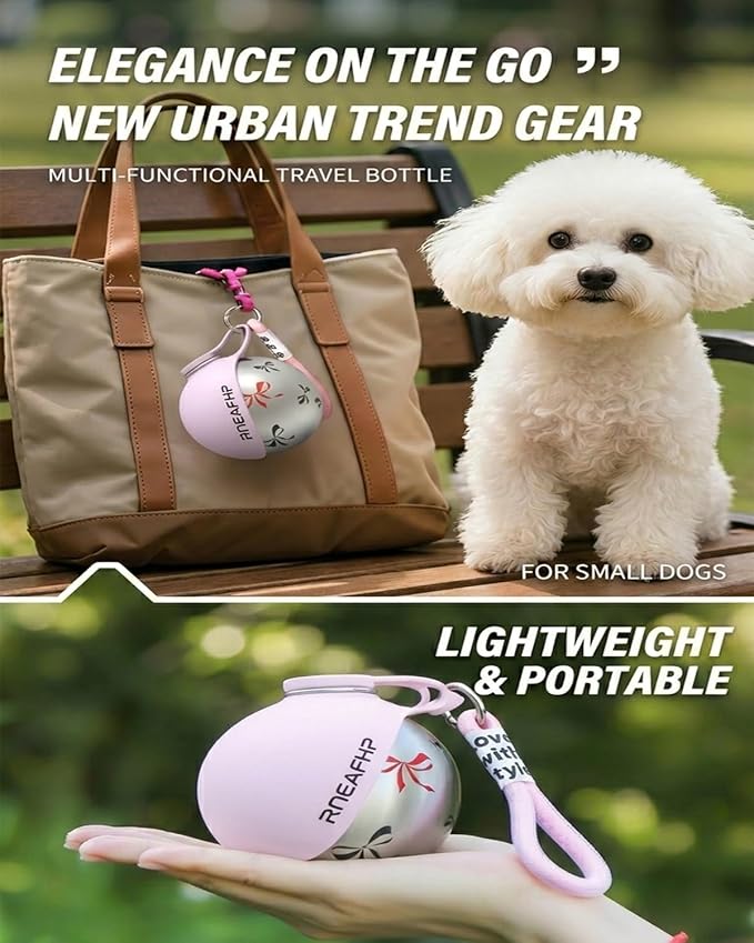 Dog Water Bottle with Bowl 2-in-1 Portable Leak Proof 10 OZ Puppy Travel Drink Dispenser for Large Medium Small Breeds Stainless Steel Hydration Tumbler Buddy Cup for Dogs Pets Outdoor(2MIX A)