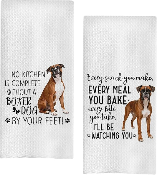 Boxer Dog Kitchen Towels Set - Boxer Gifts for Dog Lovers Women, Dogs Hand Towels Dish Towels Decor, 16x24 Inch,Set of 2