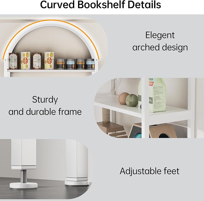 Kepptory Arched Cat Storage Shelf, 5-Tier Cat Tower Display Rack with Cabinet
