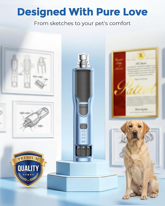 7-Speed Dog & Cat Nail Grinder with Light - Ring LED Safe to Avoid Overcut, Quiet Low Vibration & Powerful Fast, Cordless Rechargeable Toenail Trimmer for Small & Large Puppy & Breeds Paws(Orange)