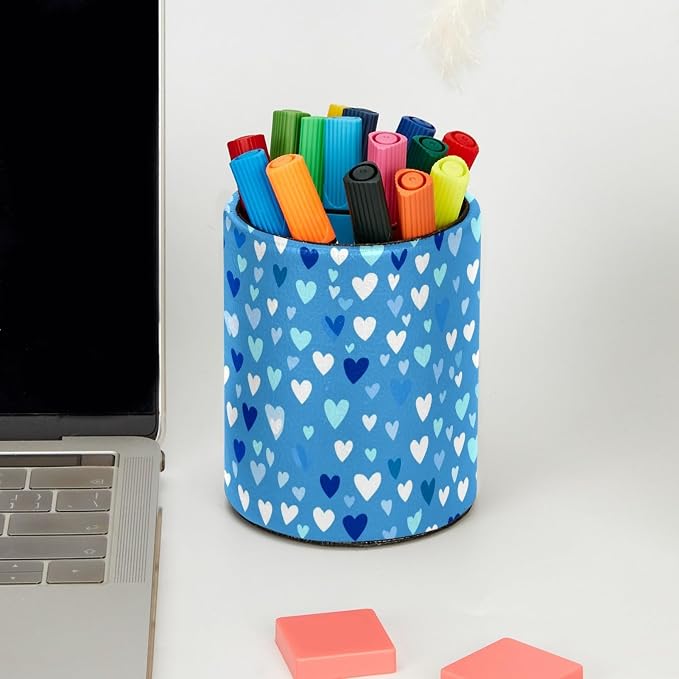 Cute Love Heart Pen Holder, Pencil Cup Marker Brush Holder Desk Storage Case, Desktop Organizer for School Office Home Supplies