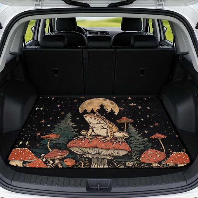 Mushroom Frog Cargo Liner Dustproof Floor Mats Non Slip Trunk Protection Mat Universal for Cars, SUV, Vehicle, Backing Rear Trunk Liners for Picnic Camping