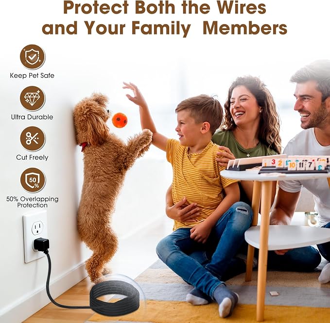 Cord Protector for Pets, Wire Protector 20FT-1/2 inch-Black | No Chew Cord Cover for Pets,Protects Cable and Wire from Pets Chewing,Ideal for USB, Power and Video Cords