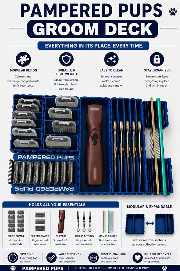 Groom Deck Modular Grooming Tool Organizer - Blue