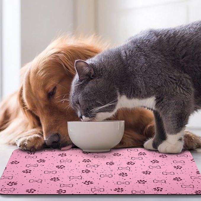 Dog Food Mats,Cat Absorbent Water Bowl Feeding Mats Pet Placemats for Food and Water Spot 16 * 24 inch
