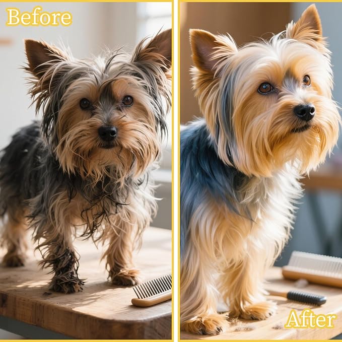 Cloud-Shaped Soft Bristle Small Dog Brush - Hollow Back Design for Easy Grooming - Ideal for Yorkie, Shih Tzu, Maltese Maltipoo Pomeranian- Puppy Essentials , Pet Hair Removal Essentials (Yellow)