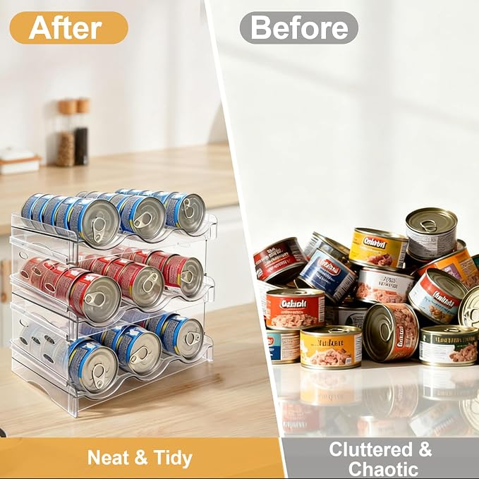 Cat Food Can Organizer 3-Tier Hold 54 Cans 3.5oz Transparent Cat Can Rack | Wet cat food storage rack suitable for kitchen cabinets and storage cabinet countertops,Suitable for multi size cans