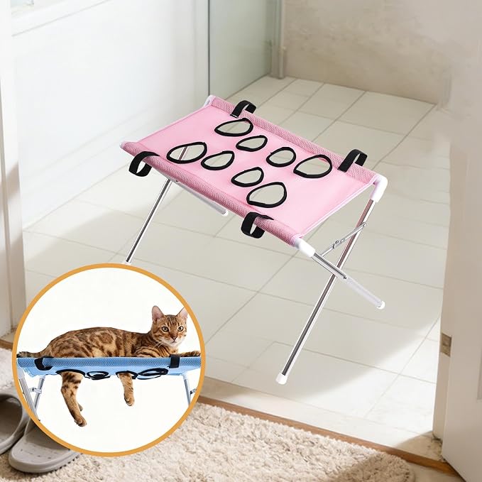 Pet Grooming Hammock Harness with Mesh Material for Bathing Nail Trimming Restraint and Grooming Stand Suitable for Cats Small Dogs Grooming Home Use, Pink
