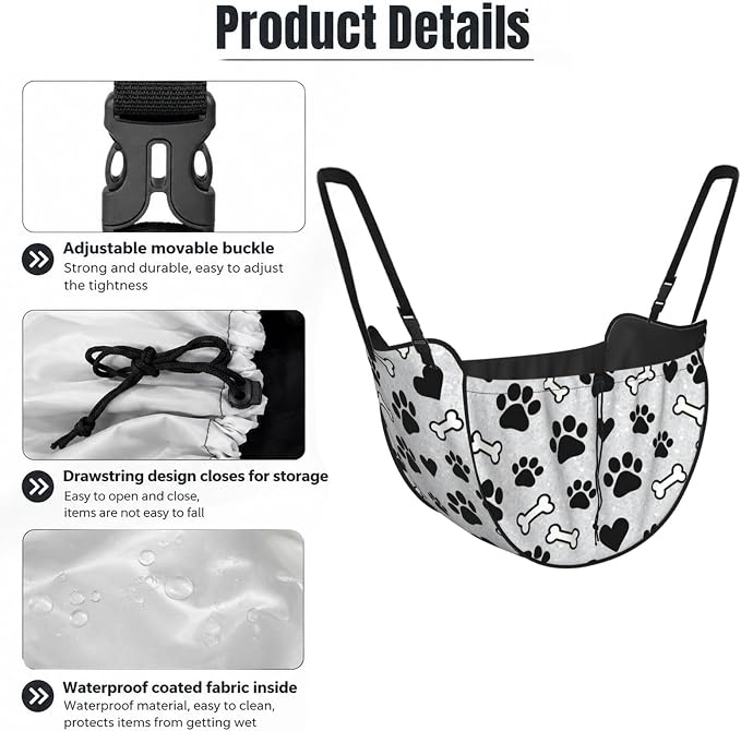 Cute dog paws Car Seat Organizer-Backseat Storage Bag for Travel | Waterproof Durable. Holds Snacks Gear Essentials. Fits Most Cars.