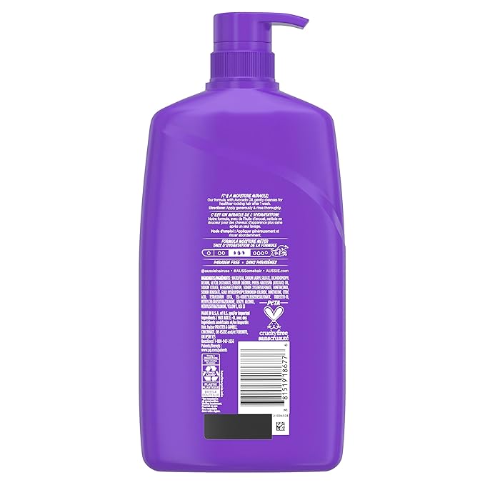Aussie Miracle Moist Shampoo: Hydrating & Gentle Cleansing Treatment with Avocado & Jojoba Oil, 26.2 Fl Oz
