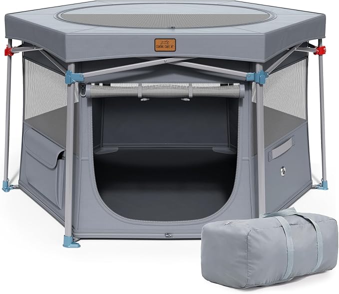 Zora Portable Pet Playpen, Foldable Dog Playpens for Indoor and Outdoor Exercise, Pop Up Pet Fence with Carrying Case for Dogs/Puppies, Light Gray, 49" x 42" x 28"