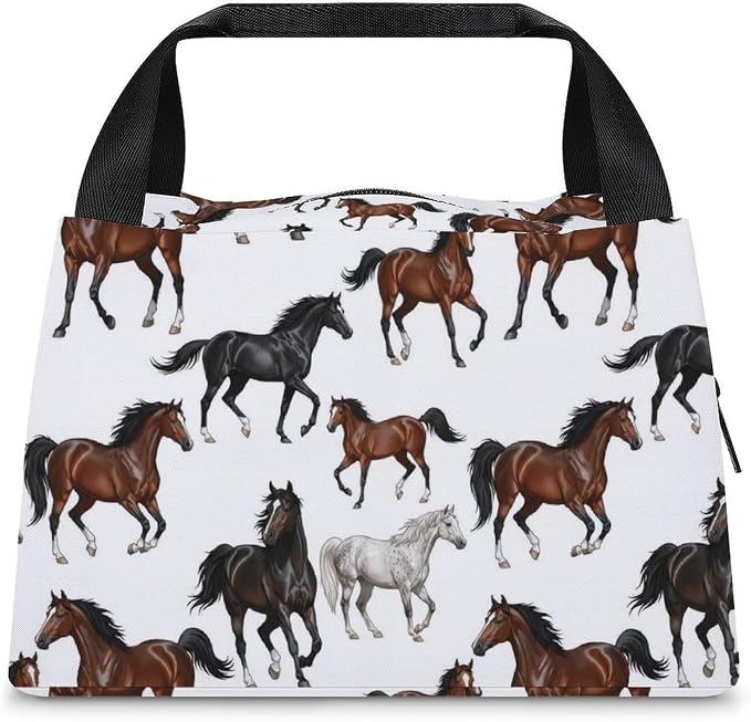 Large Insulated Cooler Lunch Bags, Horse Dreams | Reusable, Lightweight Food Carrier Bag, Leakproof, Versatile Meal Tote, for Snacks Drinks Fruits