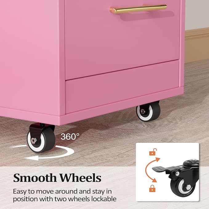 Salon Trolley Cart with Wheels, 3-Drawer Rolling Hair Styling Station, Mobile Beauty Trolley with Hot Tools Holder, Storage for Salon, Barbershop, Spa & Tattoo, Pink
