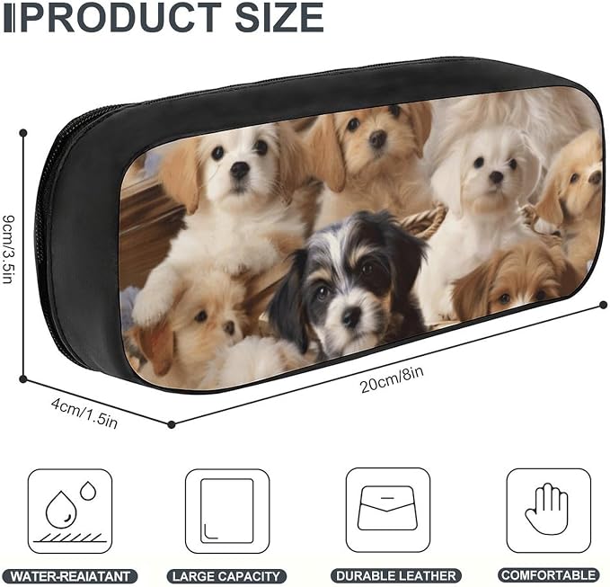 Cute Pet Dogs Pencil Case Portable Pencil Pouch Pen Bag Pencil Bag Makeup Bag Storage Bag Pencil Box Cosmetic Bag for Women Men Office