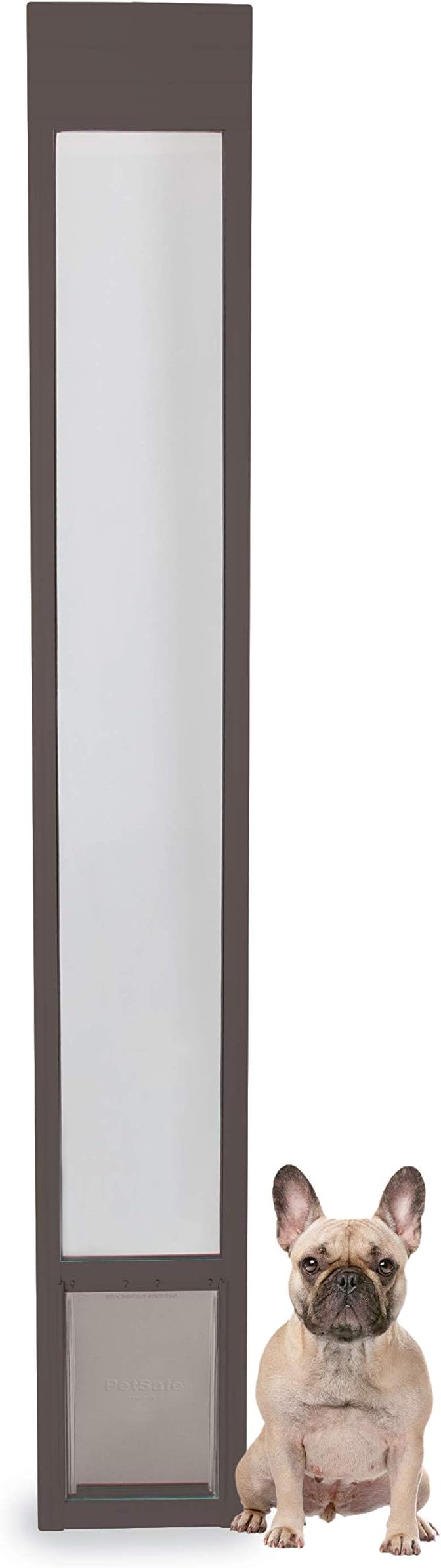 PetSafe Sliding Glass Pet Door, 1 Piece, Medium Dogs to 40 lb, Bronze | Adjustable Height 91 7/16 - 96 Inches, No-Cut DIY Install into Existing Track, Magnetic Flap, Durable Aluminum Frame