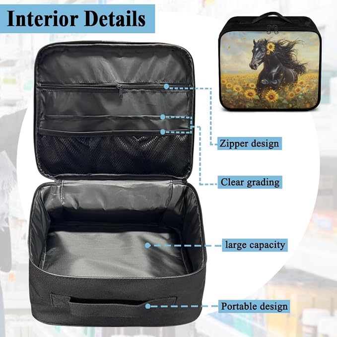 Rnyleeg Sunflower Horse First Aid Kit for Home Large Capacity Design Medical Supply Organizer Bag for Travel Basic Outdoor Essentials Survival Kit Easy to Storage