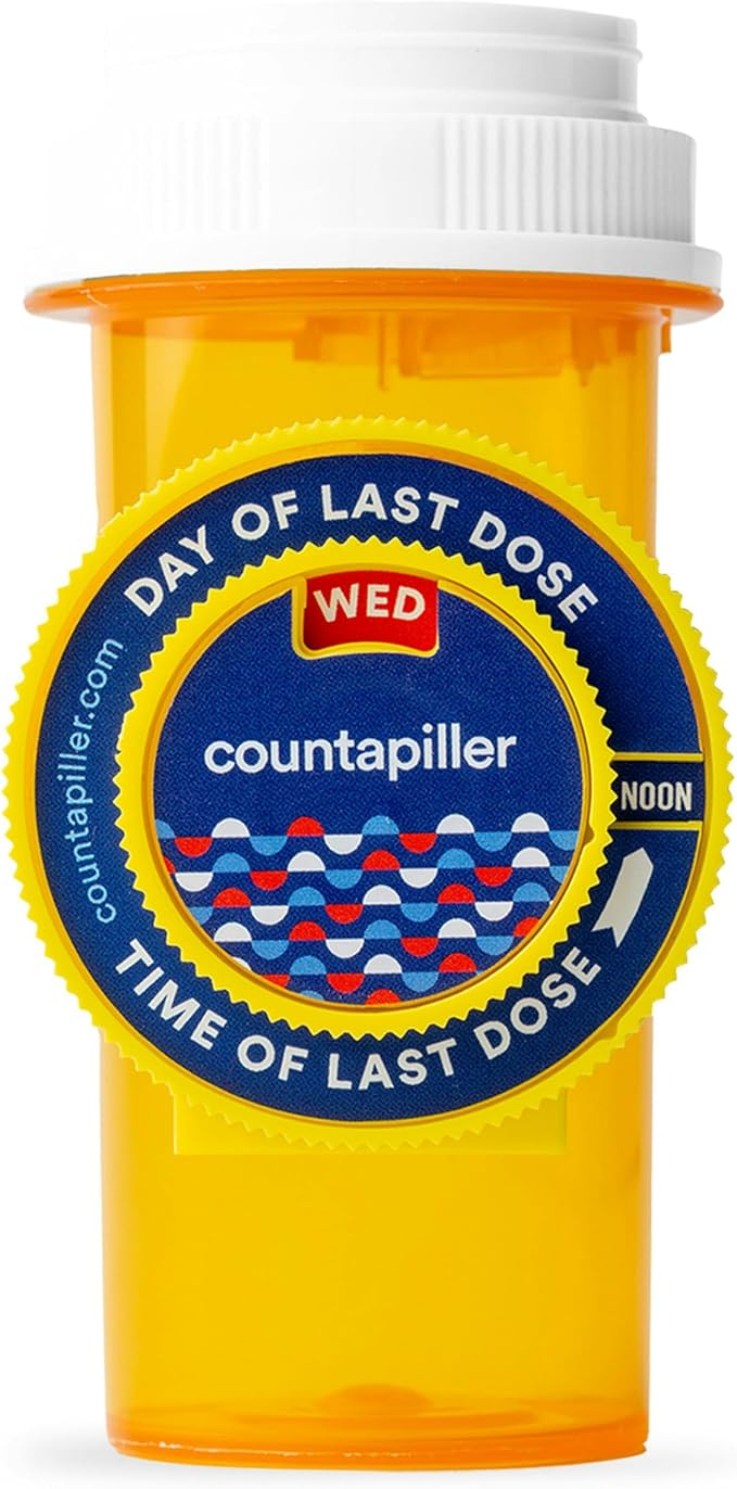 Dosage Time Tracker - Medication Intake Management - Medication Organizer Reminder - AM/PM - Dosage Reminder in Daily and Hourly - Pill Tracker - Made in Texas (Yellow)