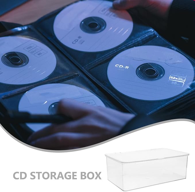 Portable Dustproof CD DVD Storage Box with Lid Large Capacity PET | Lightweight Organizer Container, Media Holder, Home Office Use, Protects Discs from Dust and Clutter