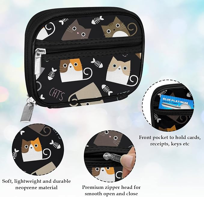 Serfeymi Weekly Travel Pill Organizer Pill Case for Purse with Removable 7 Day Pill Box, Fashionable Travel Medicine Organizer Pill Container for Medicine, Vitamin, Supplement - Black 03 + Pill Box