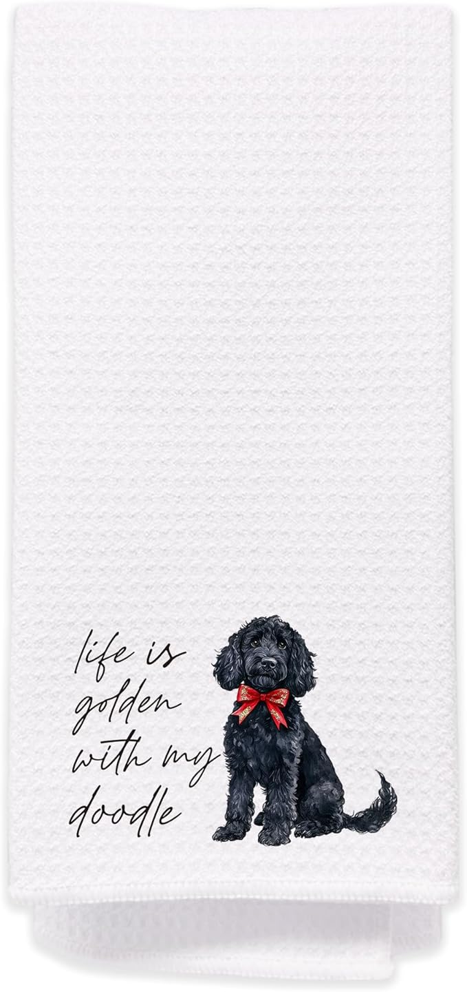 Goldendoodle Hand Towels for Bathroom - Black Golden Doodle Poodle Kitchen Dish Tea Towels, Goldendoodle Dog Mom Gifts for Women, Golden Doodle Gifts for Mothers Day/Christmas