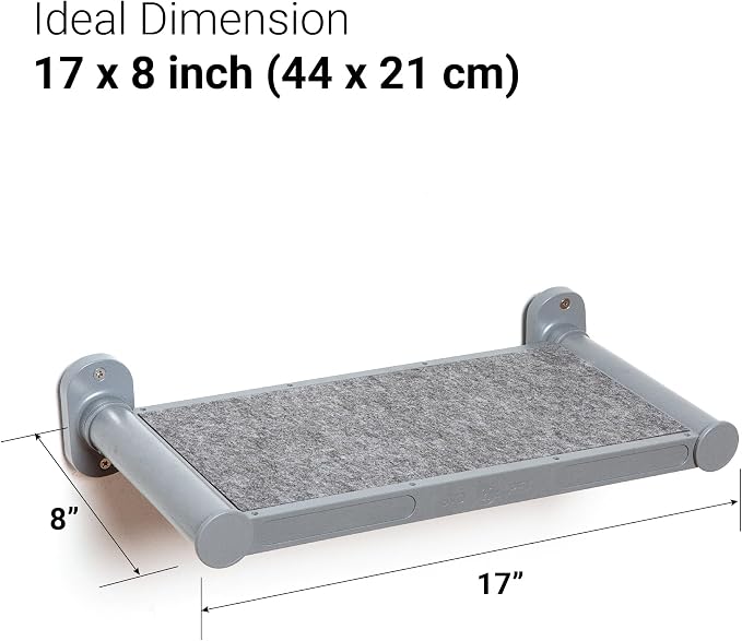 Cat Wall Shelves, 17" x 8" Wall Furniture with Felt Pad, Modern Design, Easy to Install & Clean, Cat Perch for Sleeping & Playing (Dark Grey)