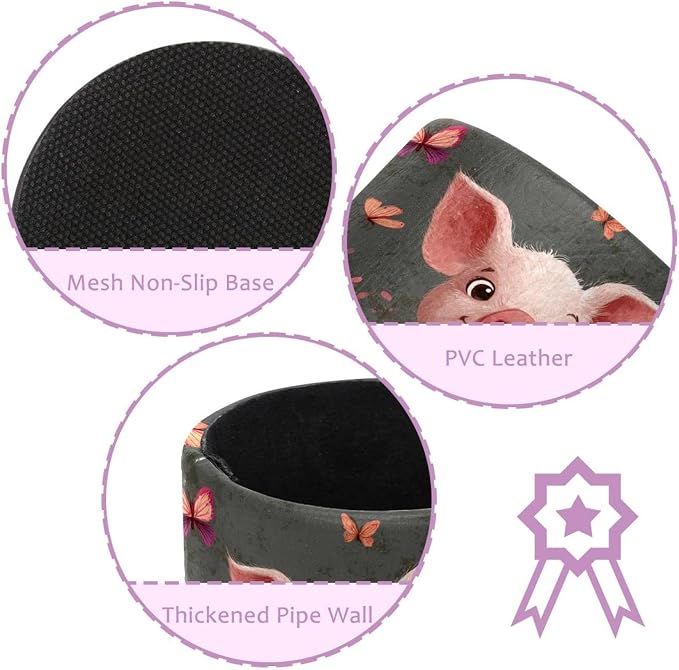 Faux Leather Pen Holder for Desk, Pencil Organizer Cute Pig Pen Cup Desk Decor Makeup Brush Holder Storage for Office Home